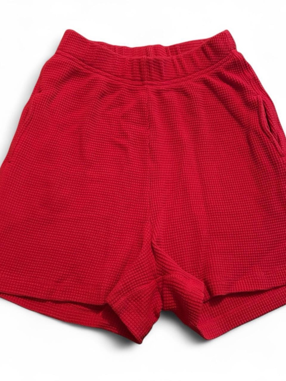 Noble Red Waffle Knit Shorts